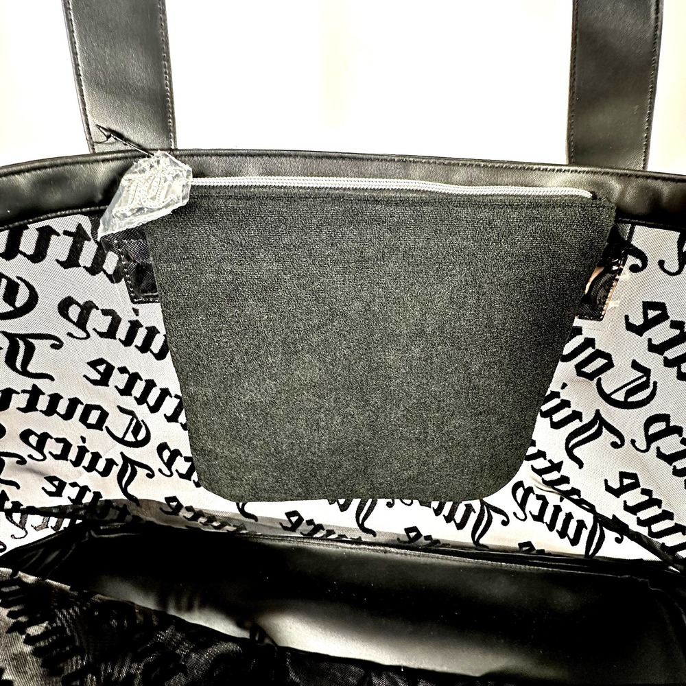 Juicy Couture Black Mesh Logo Beach Tote Bag W/ Zip Bathing Suit Pouch Goth NWT - Picture 8 of 12